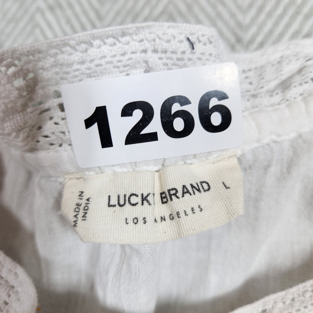 Lucky Brand White Eyelet Womens L Cotton Cropped Button Front Tank Top - Picture 4 of 10